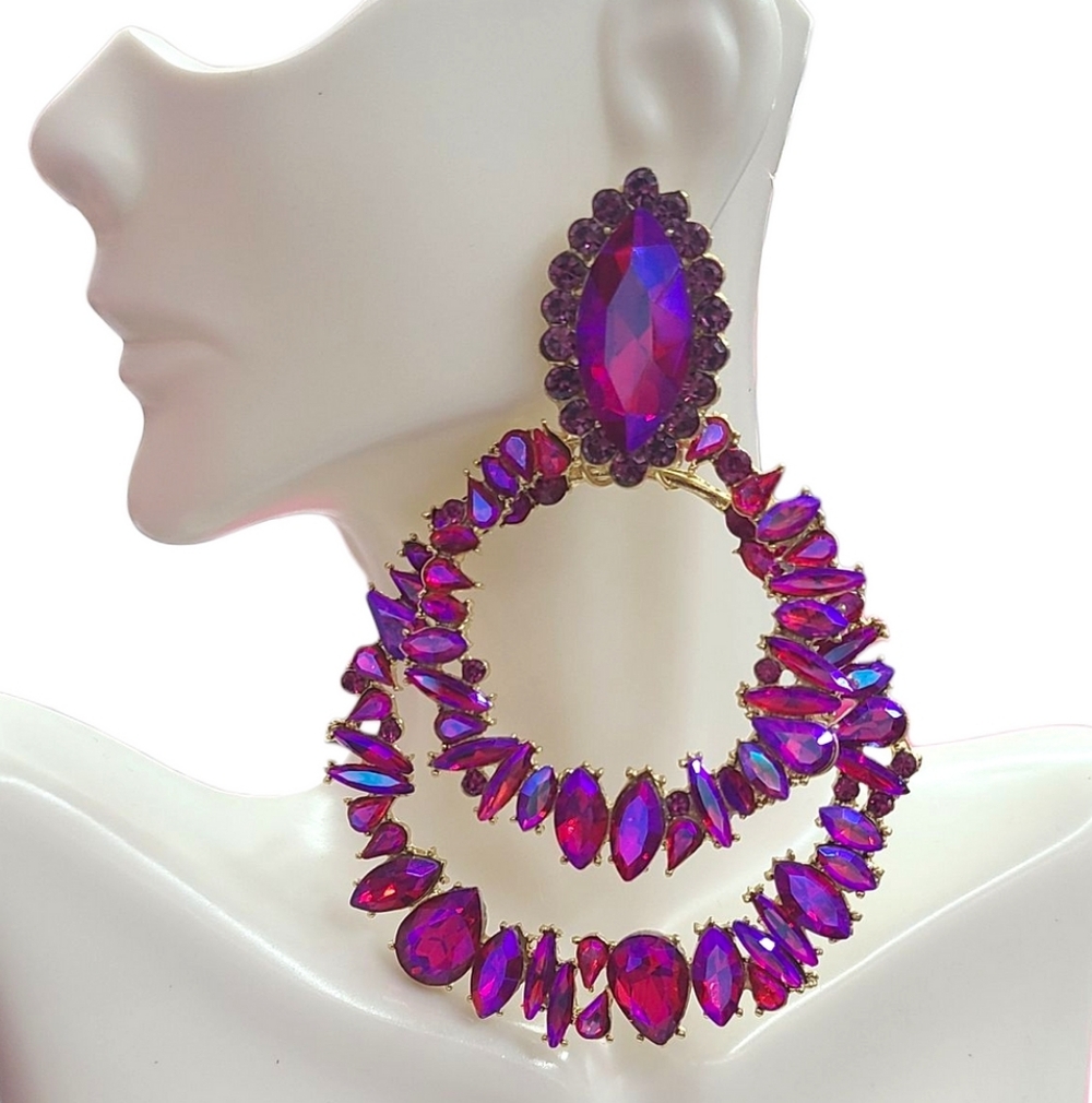 Elegant Purple Statement Earrings